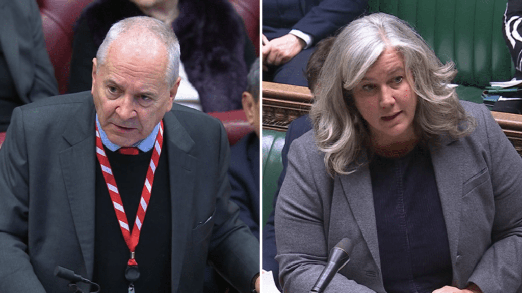 Images of Rail Minister Peter Hendy speaking in the House of Lords, and Transport Minister Heidi Alexander speaking in the House of Commons.